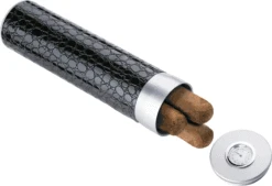 Black Glossy Crocodile Leatherette Travel Cigar Case 4 Black Glossy Crocodile Leatherette Travel Cigar Case -Cigar Store black glossy crocodile leatherette travel humidor tube 73