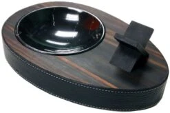 Brizard And Co.Deck Ebony Wood Single Ashtray - Made In USA