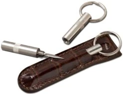 Brizard Trilogy Cigar Punch With Croco Pattern Tobacco Leather Pouch - Made In USA