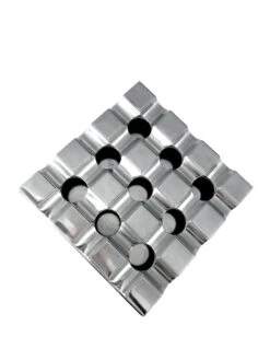 Club All Metal Cast Body Grid Design Ashtray