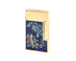 S.T. Dupont Line 2 Koi With Yellow Gold Flint Lighter -Cigar Store s t dupont line 2 koi with yellow gold flint lighter 34