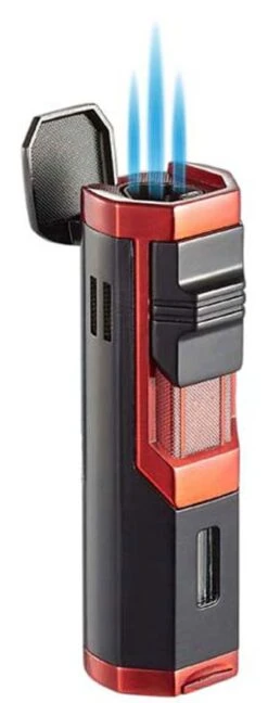 Visol Andes Triple Torch Cigar Lighter - Red And Black 4 Visol Andes Triple Torch Cigar Lighter - Red And Black -Cigar Store visol andes triple torch cigar lighter red and black 93