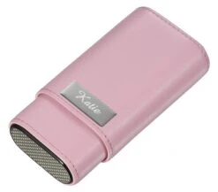 Visol Burgos Pink Leather Cigar Case - Holds 3 Cigars