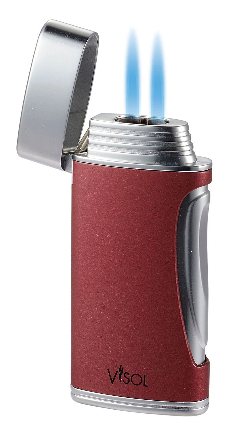 Visol DuoMatt Burgundy Double Flame Cigar Lighter Visol DuoMatt Burgundy Double Flame Cigar Lighter -Cigar Store visol duomatt burgundy double flame cigar lighter 47
