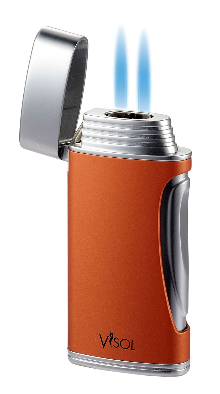 Visol DuoMatt Burnt Orange Double Flame Cigar Lighter Visol DuoMatt Burnt Orange Double Flame Cigar Lighter -Cigar Store visol duomatt burnt orange double flame cigar lighter 37