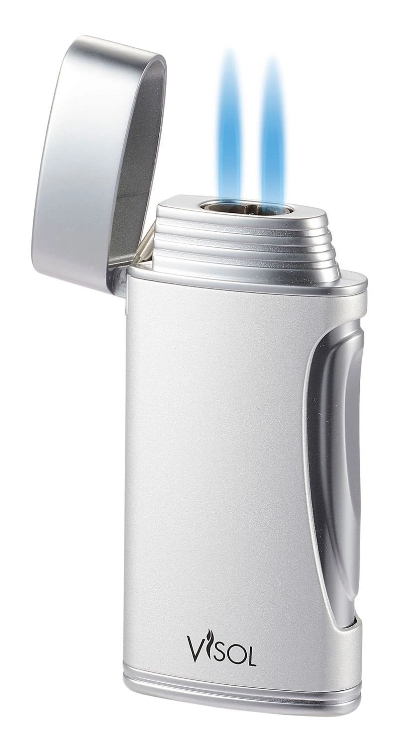 Visol DuoMatt Chrome Double Flame Cigar Lighter Visol DuoMatt Chrome Double Flame Cigar Lighter -Cigar Store visol duomatt chrome double flame cigar lighter 37
