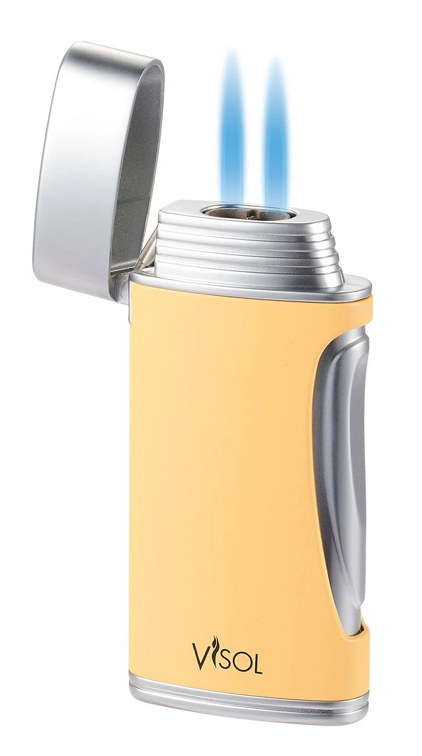 Visol DuoMatt Yellow Double Flame Cigar Lighter Visol DuoMatt Yellow Double Flame Cigar Lighter -Cigar Store visol duomatt yellow double flame cigar lighter 37