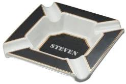 Visol Festus Large Cigar Ashtray - Matte Black And Gold