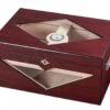 Visol Hudson Red Bubinga Glasstop Cigar Humidor - Up To 125 Cigars -Cigar Store visol hudson red bubinga glass top desktop cigar humidor 64