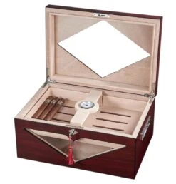 Visol Hudson Red Bubinga Glasstop Cigar Humidor - Up To 125 Cigars 4 Visol Hudson Red Bubinga Glasstop Cigar Humidor - Up To 125 Cigars -Cigar Store visol hudson red bubinga glass top desktop cigar humidor 66