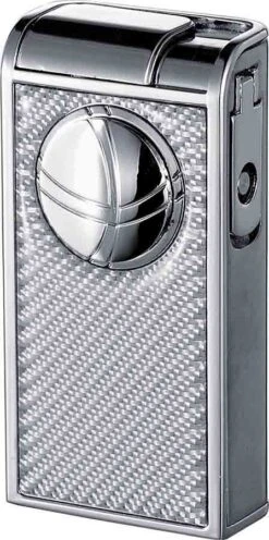 Visol Infinity Double Torch White Carbon Fiber Chrome Cigar Lighter