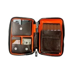 Visol Peter James Leather Brown Travel Cigar Case