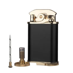 Visol Retro Triple Flame Cigar Lighter - Black & Gold