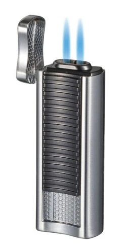 Visol Tiger Double Flame Cigar Lighter - Silver -Cigar Store visol tiger double flame cigar lighter silver 81