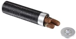 Visol Travel Cigar Case Wrapped In Handcrafted Black Leather